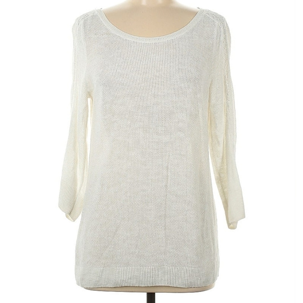 Ann Taylor 3/4 Sleeve Linen Blend Sweater Sz Medium